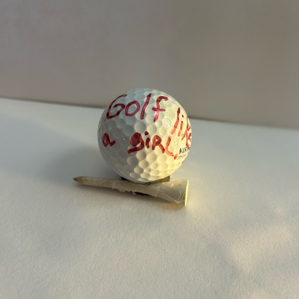 “Golf like a girl”golf ball art